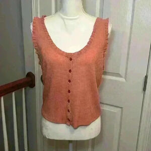 Wild Fable Rust Colored Tank Crop Top. Button Up. Ruffled Edges. Women’s Size L